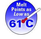 Melt points as low as 61 degrees celcius